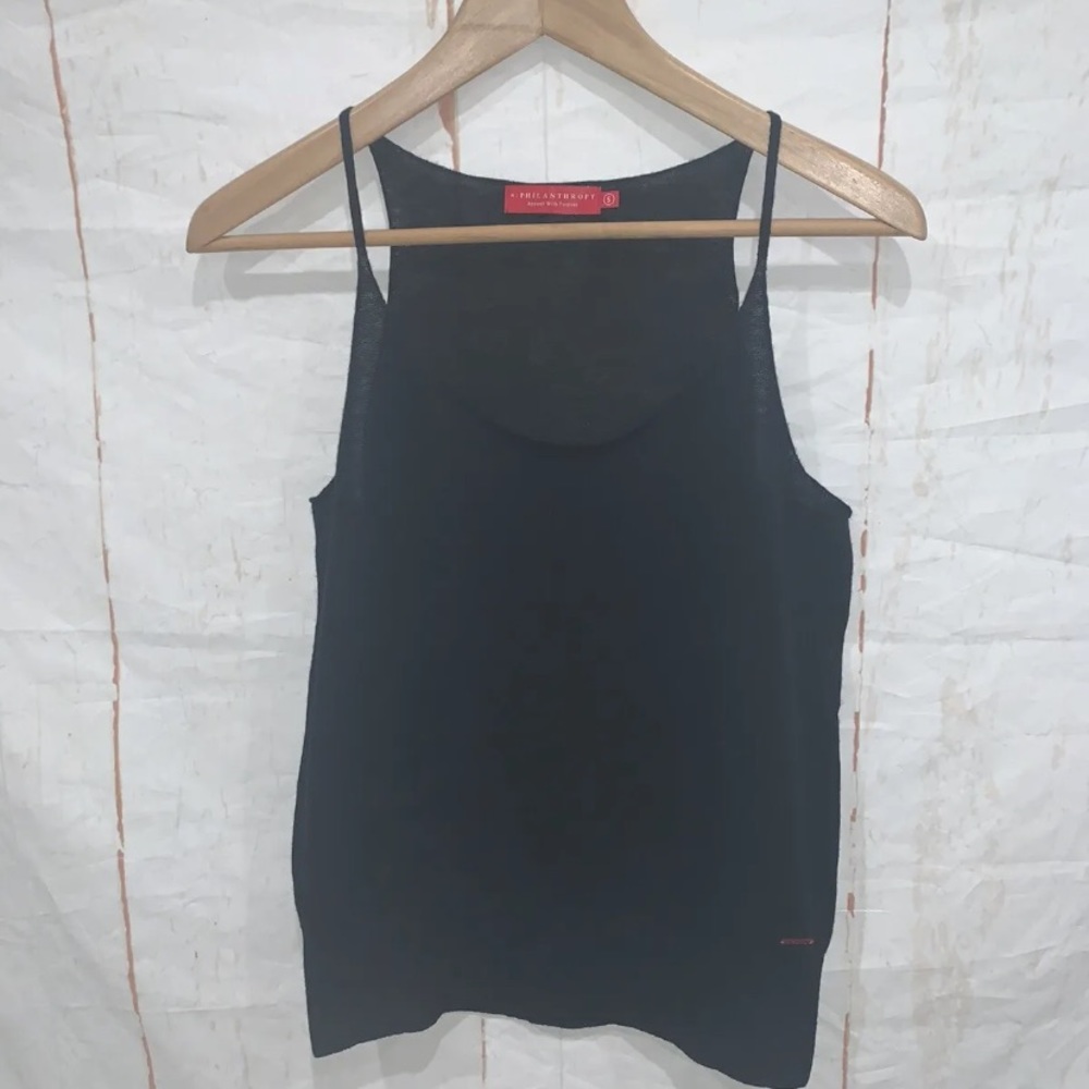 n Philanthropy Black Sleeveless Distressed Tank Top Sweater Wool Sz S NWOT